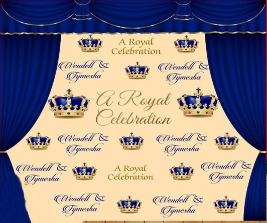 custom Royal Blur Ivory Crown Blue Curtains background High quality  Computer print wedding backdrop|Background| - AliExpress
