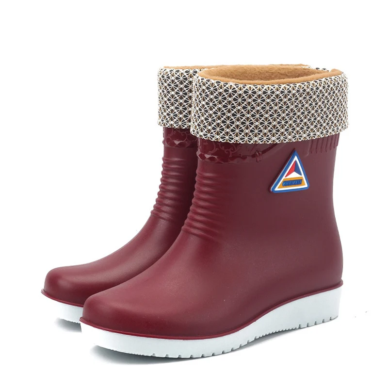 E TOY WORD Women Rubber Boots water boots Middle Tube rain boots women Non-slip Waterproof Lady Shoes Outdoor women winter shoes