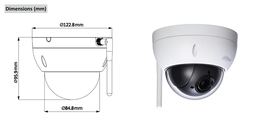 Dahua английская версия DH-SD22404T-GN-W wifi IP 4MP HD Сеть мини PTZ купол 4x оптический зум wifi камера