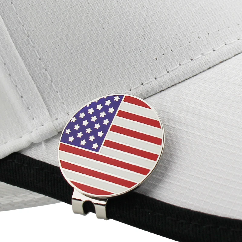 1.18" American Flag Golf Ball Mark W Golf Hat Clip Alloy Professional America Marker