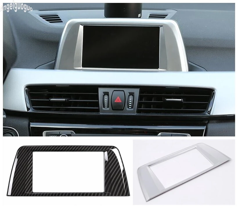 ABS Chrome or Carbon Fiber Style For BMW X1 F48 2016-18 Accessories Car GPS DVR Screen Frame Cover Automagnitol Trim Sticker