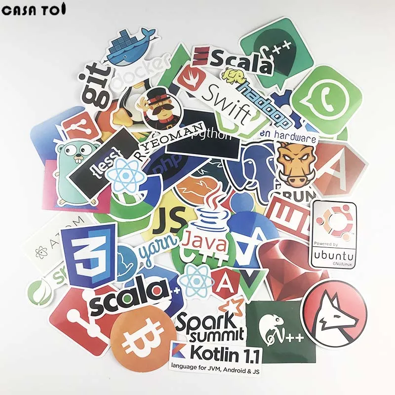 

50PCS Java Internet Docker Html Cloud Programming Language APP Logo Waterproof Wall Sticker For Laptop Skateboard Phone Stickers