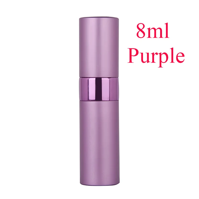 5-20ML metal aluminum Portable Refillable Perfume Bottle Cosmetic Container Empty Spray Atomizer Travel Sub-Bottle liner glass 8ML Purple  spray