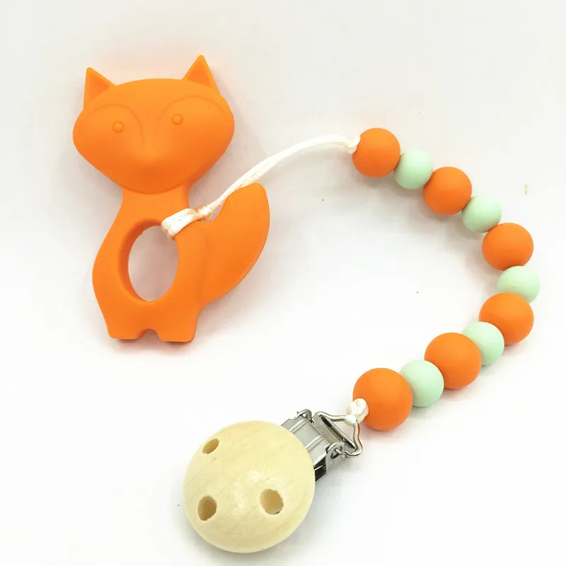 baby teether dummy clips Silicone Teether Cute Animal Pacifier Clip