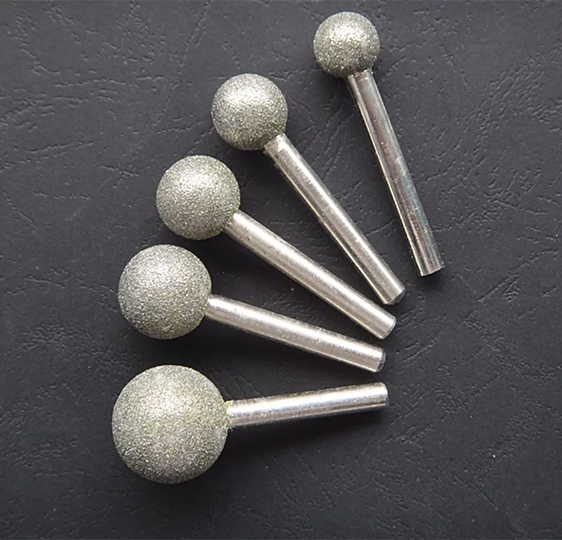 15pcs 6mm Shank 60 Grit Hanging Mill Grinder Tools Sphere Diamond