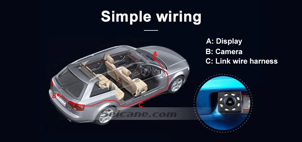Seicane черная HD камера заднего вида автомобиля обратная парковка резервного копирования с 8 светодиодный дисплей пластик 648*488 пикселей монитор Комплект CCD CMOS