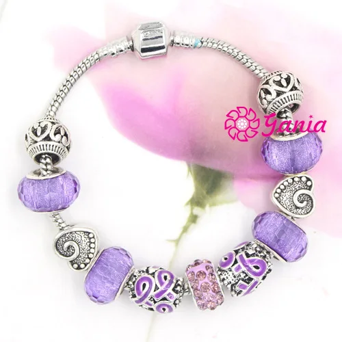 New Arrival Cancer Awareness Jewelry Diy European Style Pancreatic New Arrival Cancer Awareness Jewelry Diy European Style Pancreatic Purple Ribbon Bracelet For