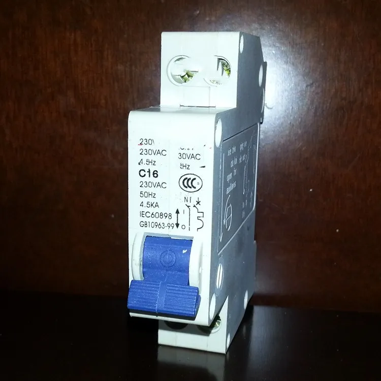 

C45N 1 pole 16A C type mini circuit breaker mcb Mounting 35mm din rail Breaking Capacity 6KA circuit breakers