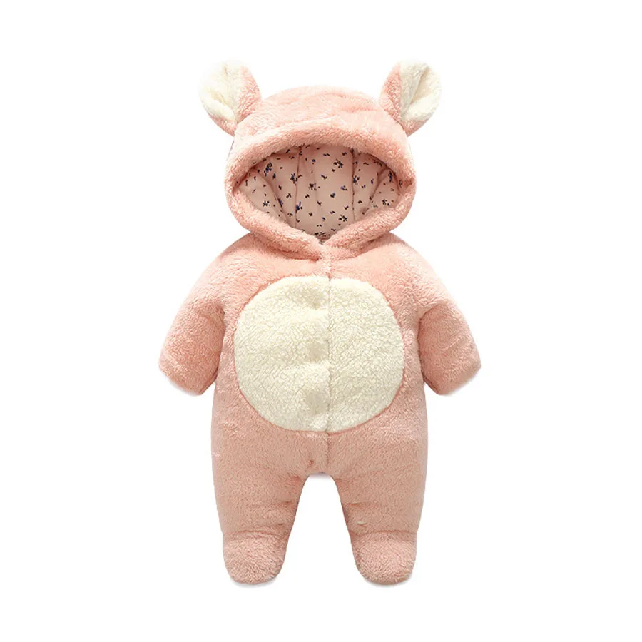 B01 Pink IYEAL/Новое поступление; зимняя одежда для маленьких мальчиков и девочек; комбинезон с капюшоном и рисунком медведя; милая теплая верхняя одежда для малышей; Качественная фланелевая одежда для детей - Цвет: B01 Pink