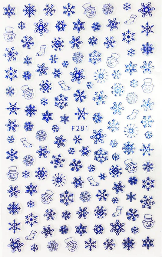 2 шт рождественские наклейки для ногтей снежные хлопья рождественские обертывания Снеговик зимние украшения для ногтей инструменты для маникюра ползунки F281-284