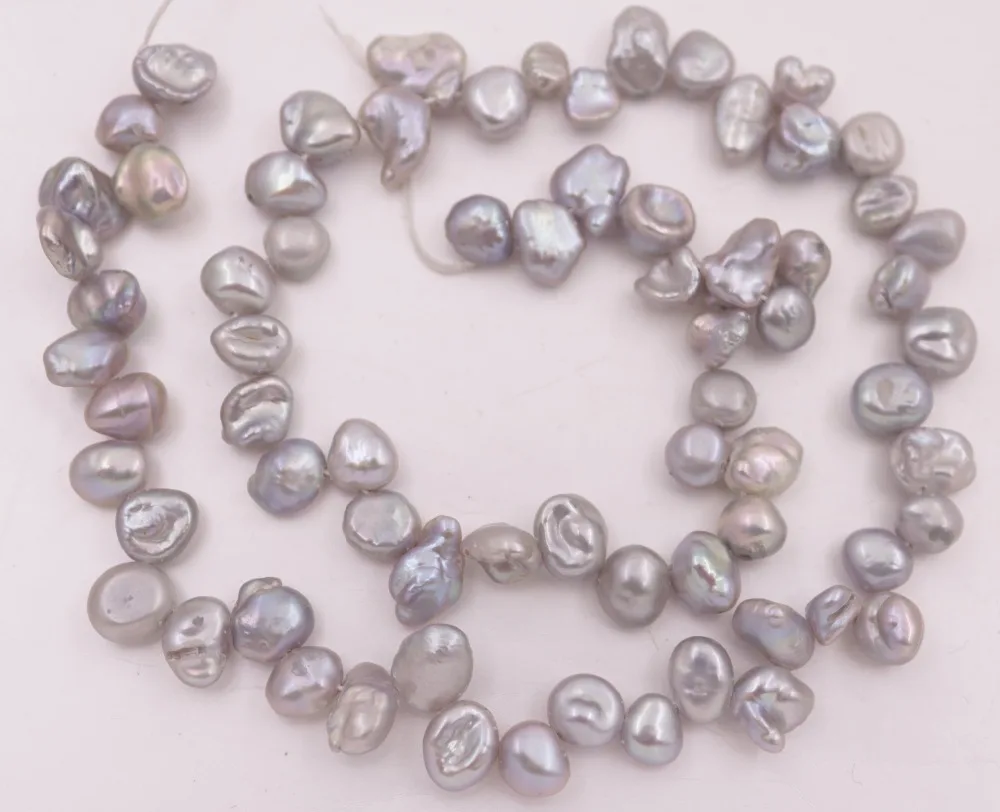 6mm-9mm Freeform Silver Gray Keshi Pearl Loose Beads Jewelry Making 15&quot Strand | Украшения и аксессуары