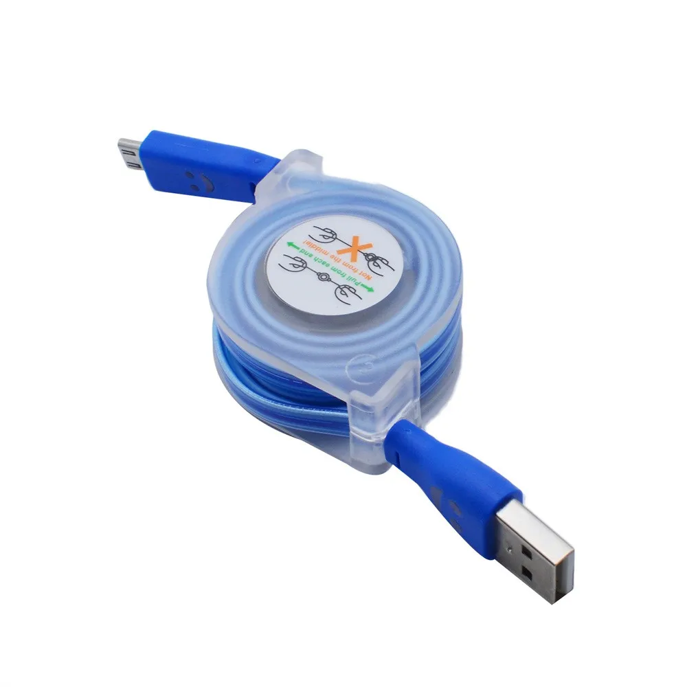 СВЕТОДИОДНЫЙ Свет Micro USB к выдвижной кабель USB данных зарядное устройство зарядный шнур для телефона Портативный зарядки кабель мобильного телефона кабель