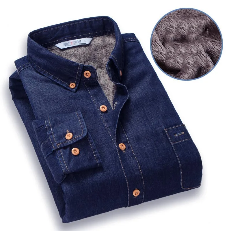 Модная брендовая зимняя джинсовая рубашка наивысшего качества, мужские теплые бархатные джинсовые рубашки с флисовой подкладкой, 4XL, мужская рубашка на подкладке
