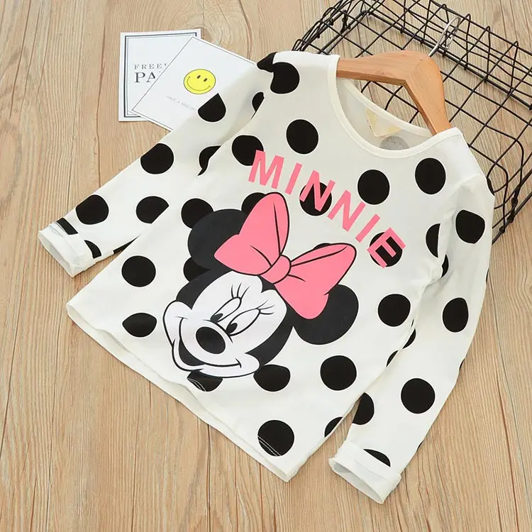 Camisola dos Desenhos Camisetas para Crianças Novos Meninos Meninas Mickey t Shirt Primavera Outono Manga Longa Crianças Animados Minnie Roupas Casuais Top 33 outono manga longa dos desenhos animados t