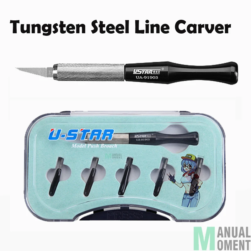 USTAR UA-91903 Tungsten Steel Line Carver Model Push Broach Carved Sword DIY Hobby Cutting Tools Accessory