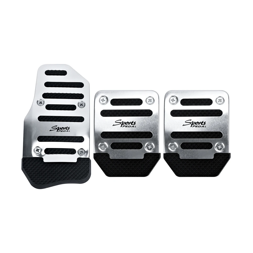 3pcs Silver Aluminum Non-Slip Manual Car Pedal Cover Set Kit Pedali Foot Treadle Non-slip Universal Car-styling | Автомобили и
