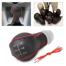 DWCX Genuine Leather 5-Speed Gear Shift Knob Cover for Peugeot 106 206 306 307 308 3008 406 605 Citroen Saxo C2 C4 C4 Picasso