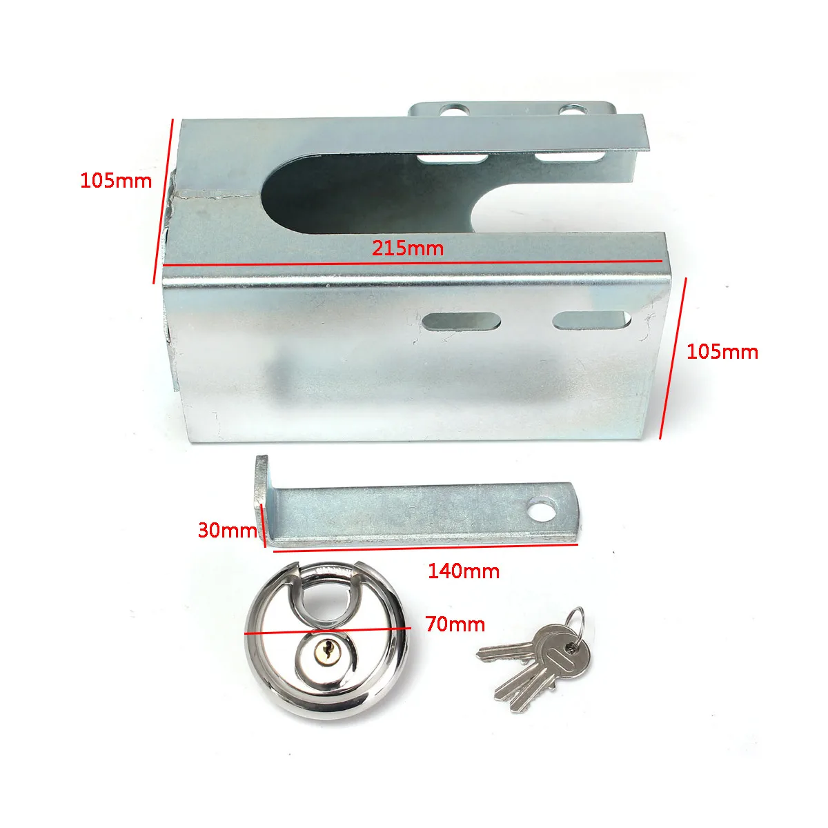 Металлический Универсальный трейлер замок безопасности буксировочный Противоугонный замок с 2 ключами