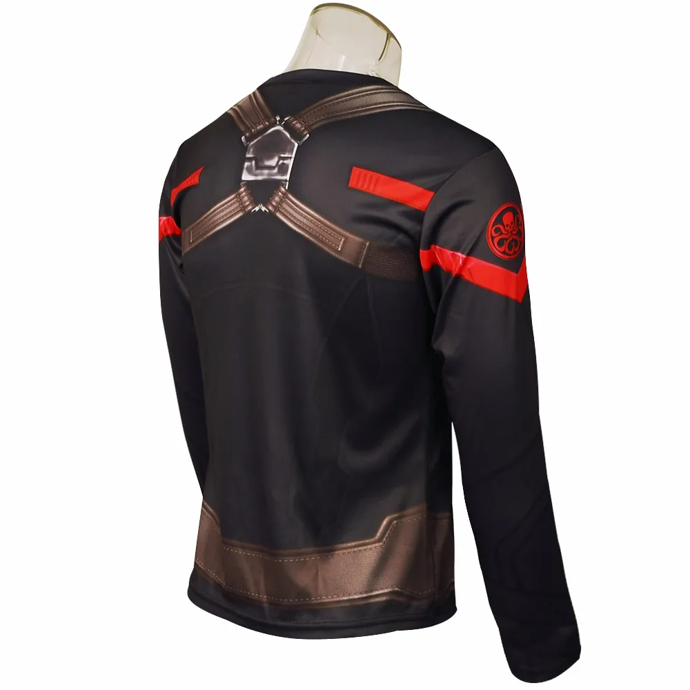 Super Hero T-shirt Cosplay Captain America Hydra Red Skull T-shirt Print 3D Long-sleeve  Men  Quick drying Party Prop (5)