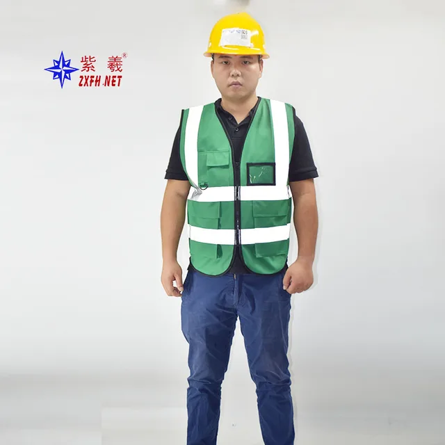 Practicability Custom 2 Pockets Neon Green Safety Vest With Reflective