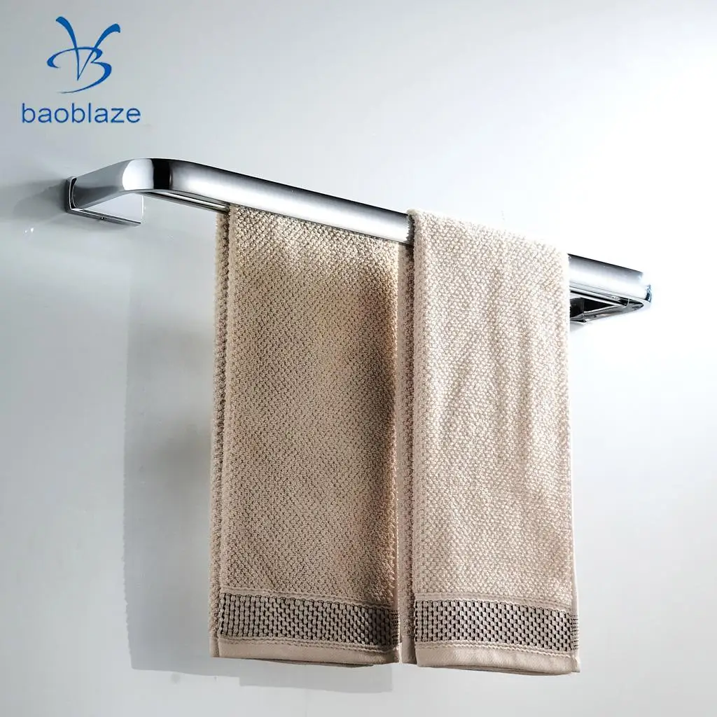 Wall Mounted Double Bar Towel Rack Holder Hanger Bathroom Wall Towel Bar Shelf, Space Saving