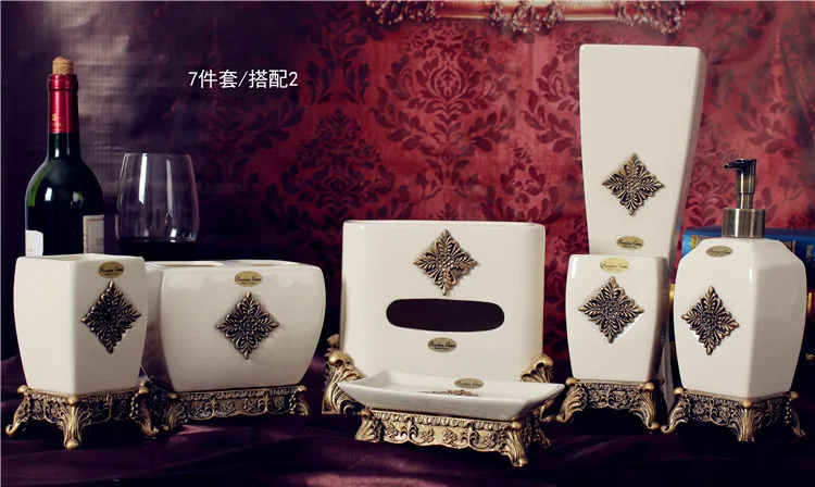 Минималистичный фарфоровый набор для ванной комнаты в европейском стиле из семи керамических чашек для зубной щетки