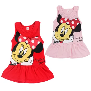 

2019 Girls Cartoon Minnie Print T-Shirt Dress Children's Summer Cotton Minnie Casual Dress for 1-5 Years