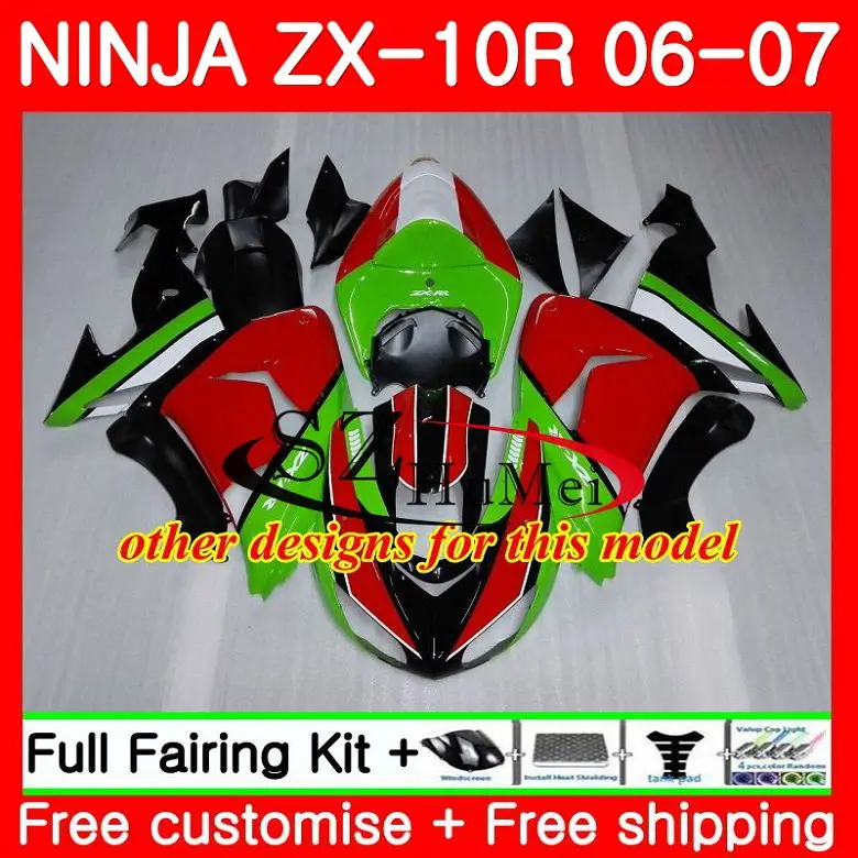Корпус для KAWASAKI NINJA ZX10R 06 07 ZX1000C синий черный 16SH10 ZX 10R ZX1000 C 10 R 2006 2007 комплект