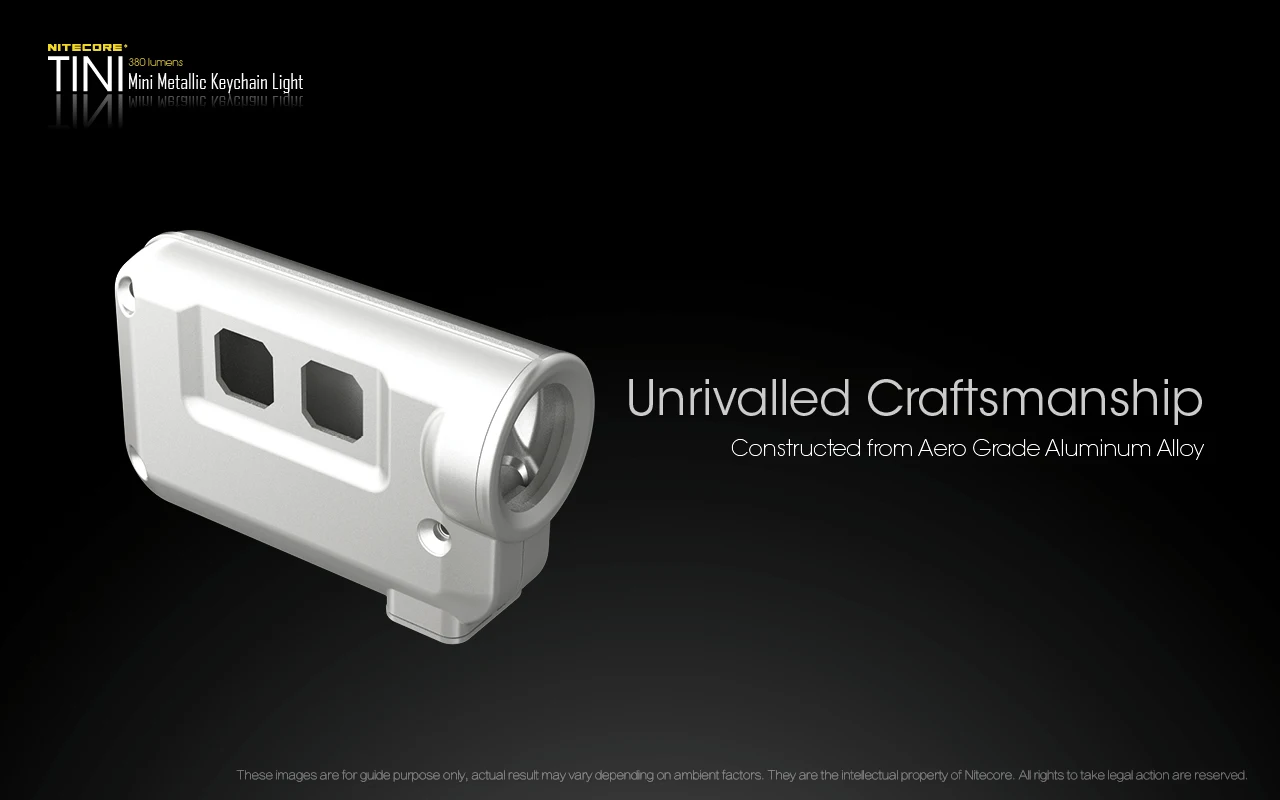 Nitecore TINI CU фонарик 380 люмен микро-USB зарядка мини металлический ключ фонарик на цепочке