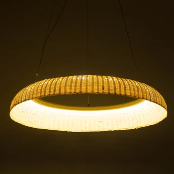 

Bamboo restaurant dining room annular lamp LED lamp bar creative personality tea bamboo lamp Pendant Lights ZA zb35