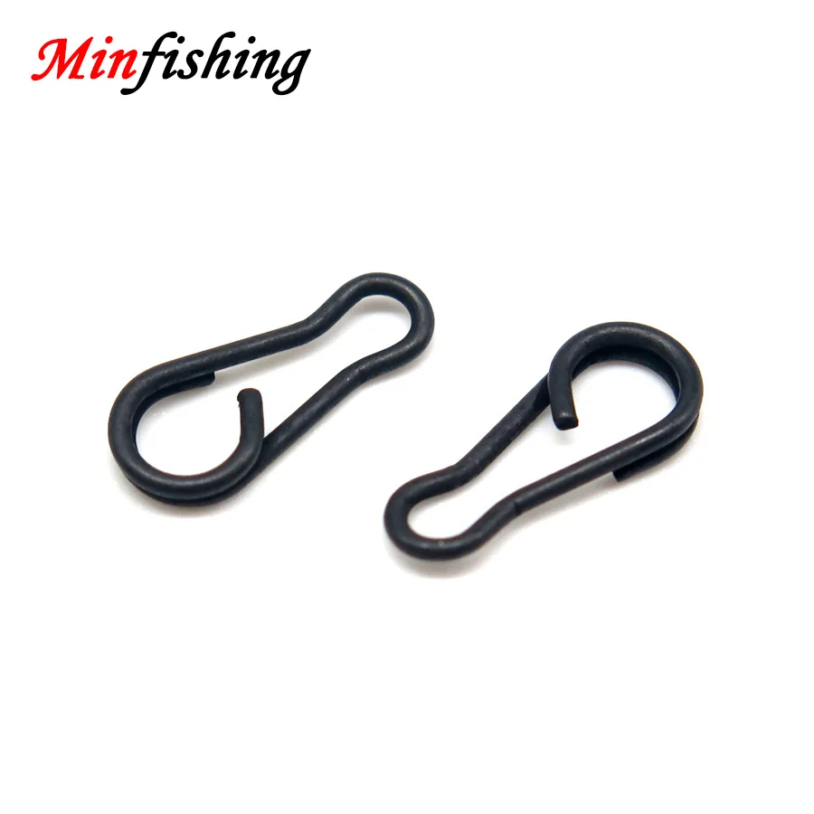 Minfishing 50 PCS Black Carp Fishing Swivel Snap Clips Stainless Steel  Connector Interlock Hook Connector Fishing Accessories