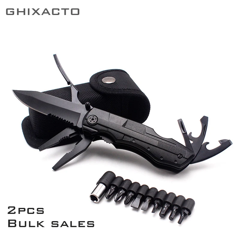 

2pcs Multifunction Swiss Folding Knife Plier Stainless Steel Army Knives Pocket Hunting Outdoor Camping Survival Knife Tool