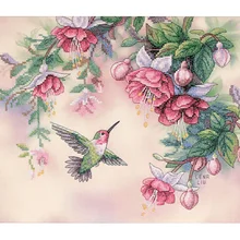 Размеры Hummingbird& Fuchsias штампованный Набор для вышивки крестом-14 дюймов X 12 дюймов
