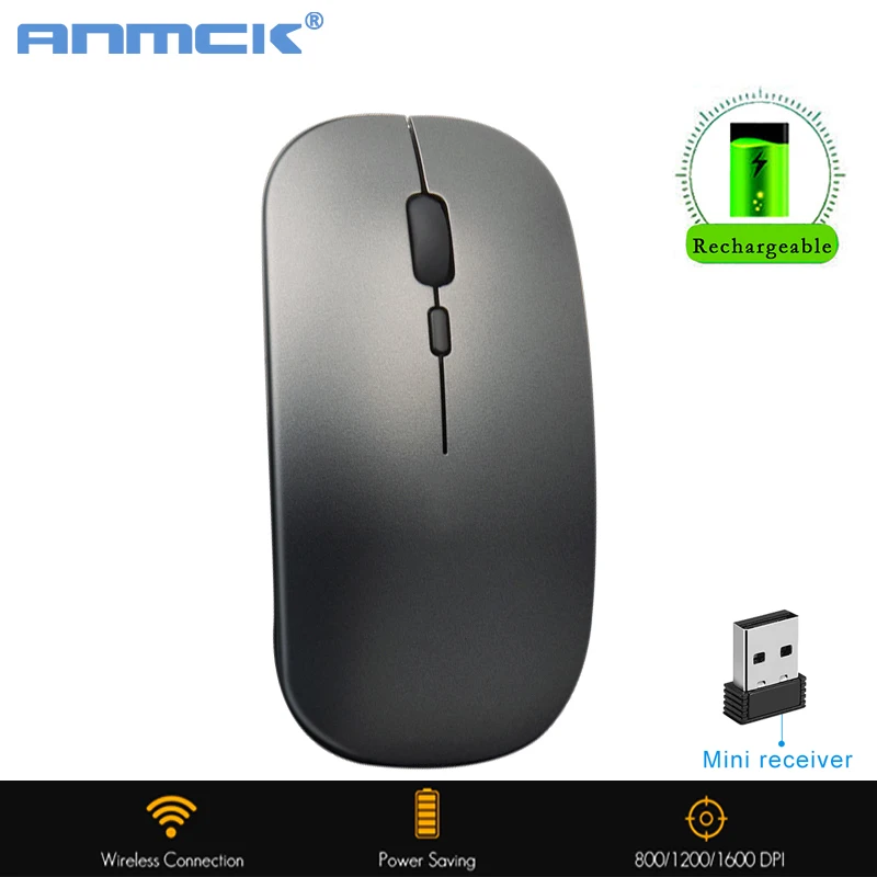 Anmck Computer Wireless Mouse Silent font b PC b font Maus Raton Rechargeable Muis Ergonomic Mause