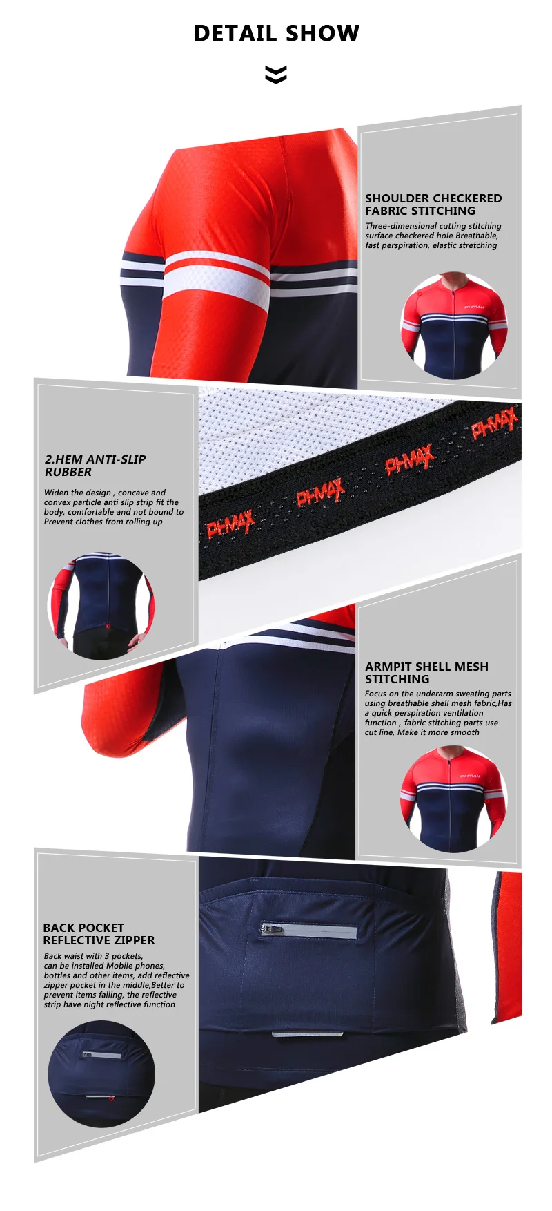 PHMAX Pro Велоспорт Джерси дышащий с длинным рукавом велосипедная одежда Maillot Ropa Ciclismo Велосипедный спорт спортивная мужская велосипедная одежда