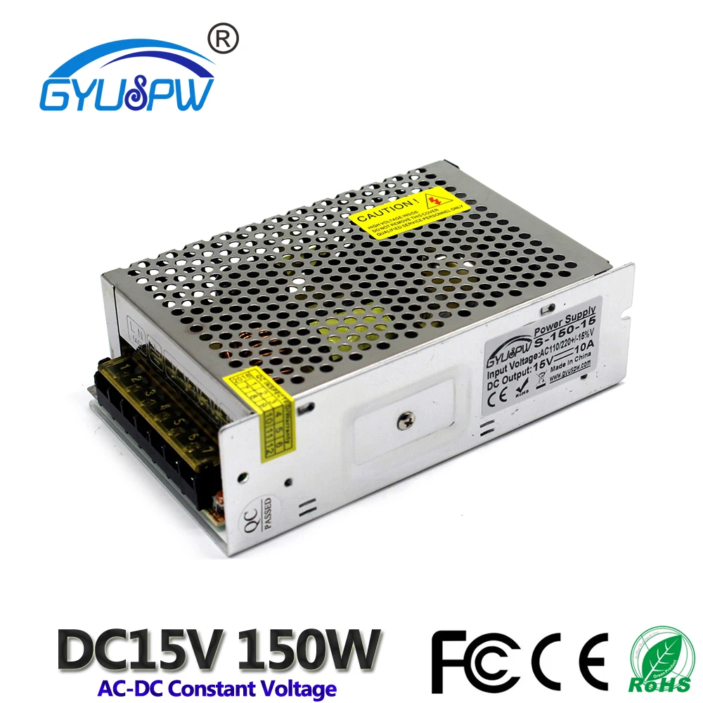 Universal 150W 10A 15V DC Power Adapter Transformer 110V 220V ac-dc15v Switching Supply for LED Strip Lights CNC CCTV | Обустройство