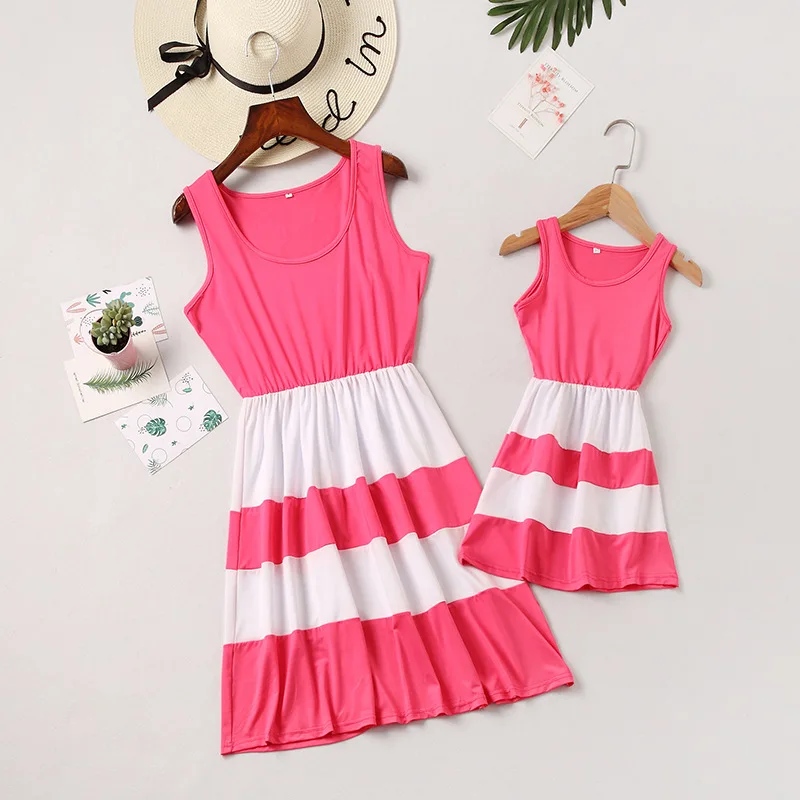 

Mom and Daughter dress Mommy and Me Dresses striped Mother Daughter Dress Short sleeve Family Matching Clothes Mother Daughter