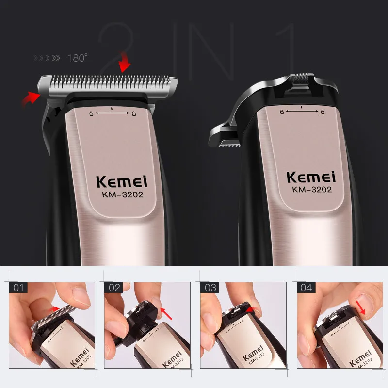 Kemei 0 мм лысый волос Резак Триммер для стрижки волос шнур и беспроводной USB Перезаряжаемые триммер точность гравировка бритвы Для мужчин P42