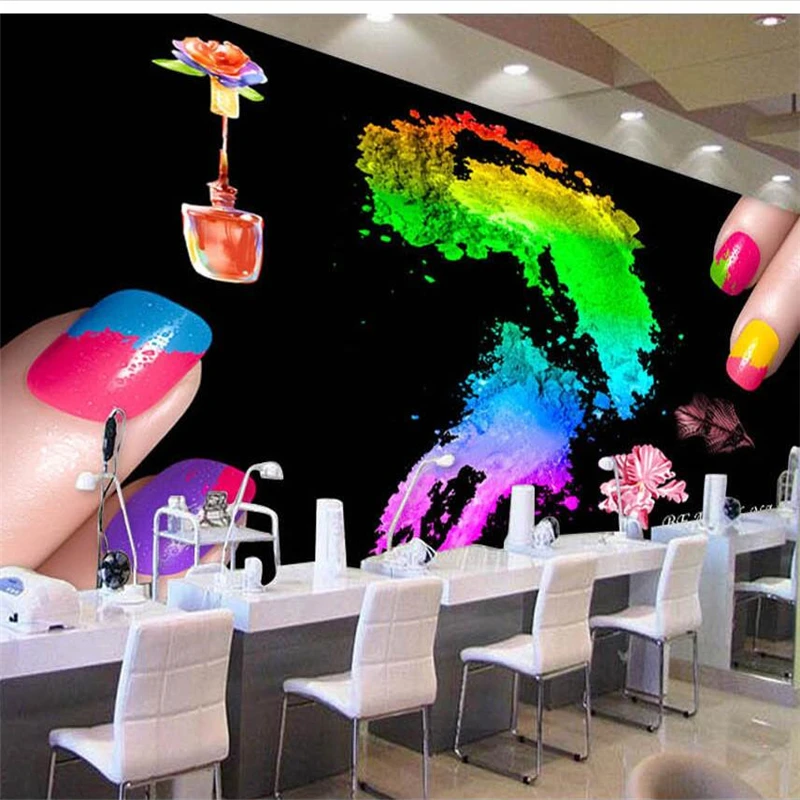 Beibehang カスタム壁紙 3d 写真壁画黒マニキュアネイルショップ背景の壁リビングルームの寝室のレストランの壁紙