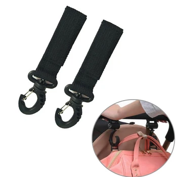 

1 Pair Portable Baby Stroller Hooks Universal Pushchair Multifunction Clasp Buckle Load-bearing Bag Clip Useful Backpack Hanger