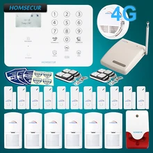 HOMSECUR Wireless 4G LCD Burglar Intruder Alarm System with Multi-Languages Menu GA01-4G-W
