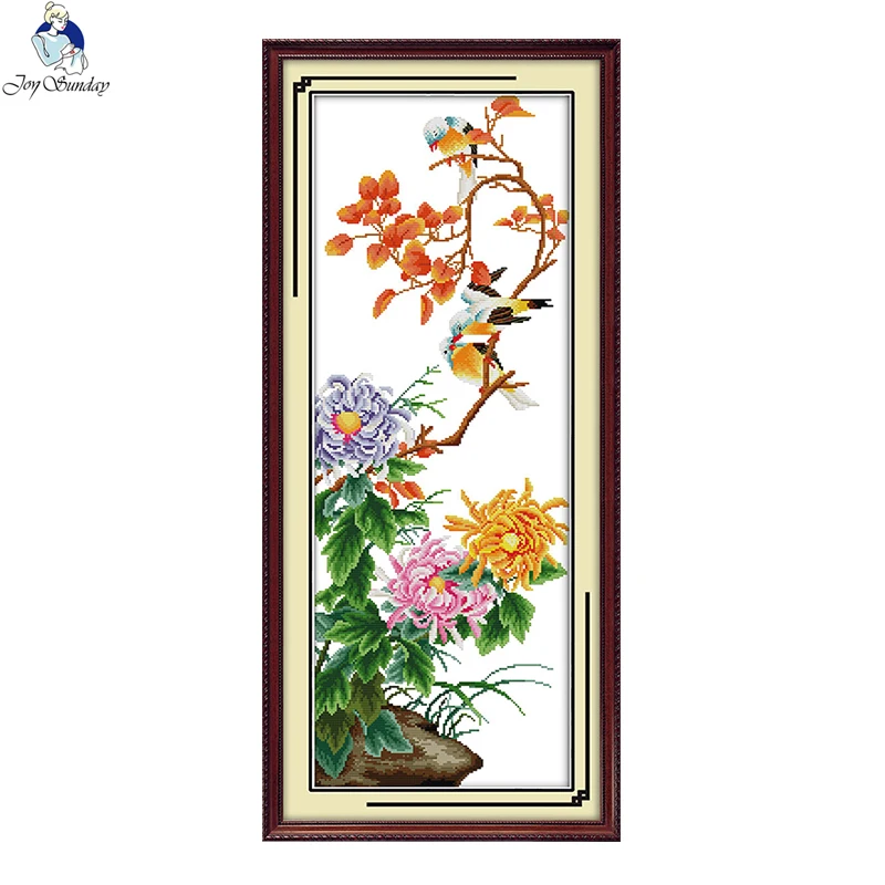 Plum Orchid Bamboo Chrysanthemum Cross Stitch Kits 11CT Printed Fabric 14CT Counted Canvas DIY Chinese Embroidery Needlework