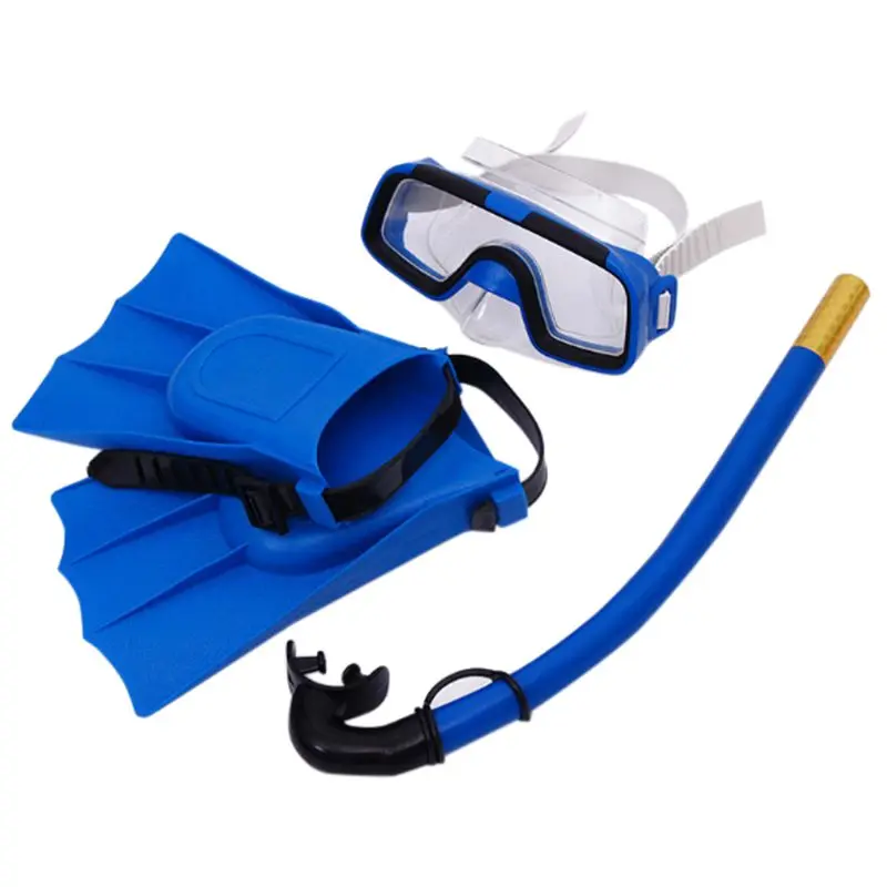 Лидер продаж! Детские очки для ныряния маска дыхательной трубки плавники Регулируемая пристегнутый плавательные очки Нескользящие