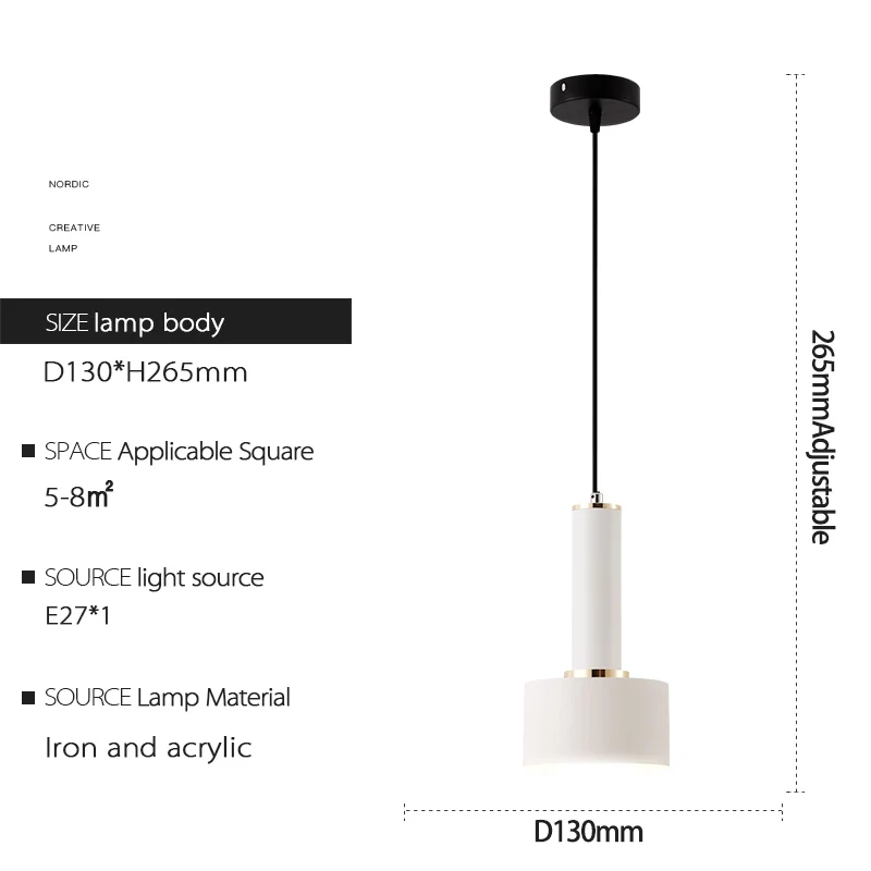 Visdanfo в скандинавском европейском стиле небольшие подвесные светильники E27 droplight промышленные лампы кухонное украшение для дома освещение лампы - Цвет корпуса: white