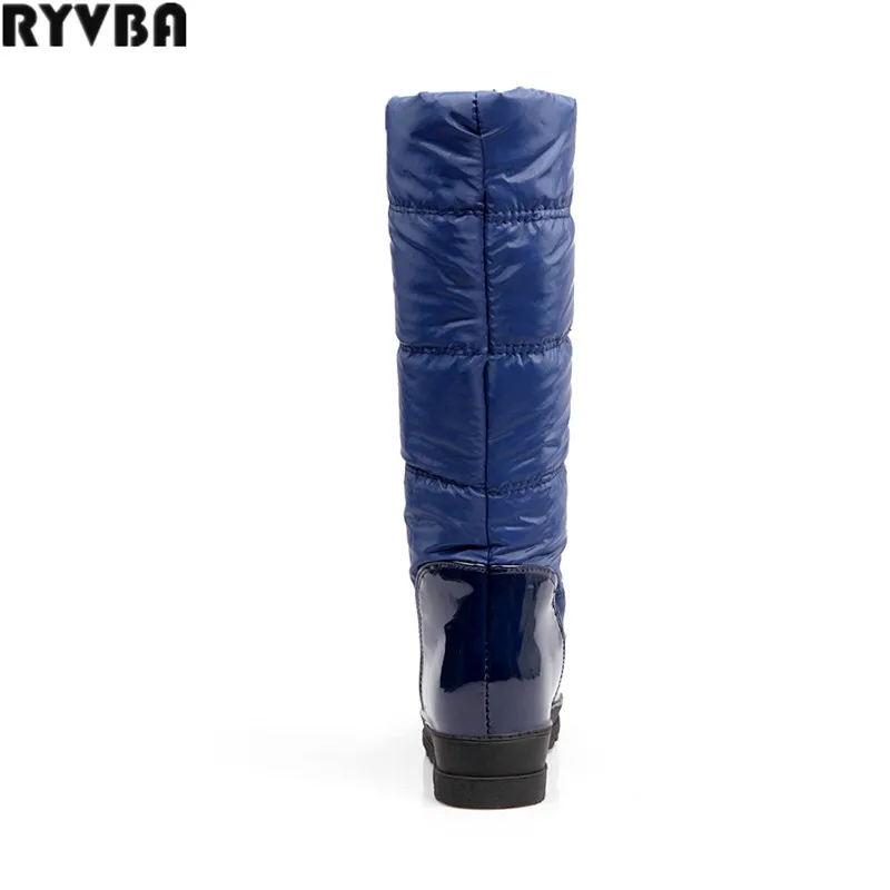 RYVBA/Новинка года; женские зимние сапоги до колена; модные высокие сапоги до бедра; зимние женские теплые сапоги на платформе; женская обувь на плоской подошве; Цвет Черный