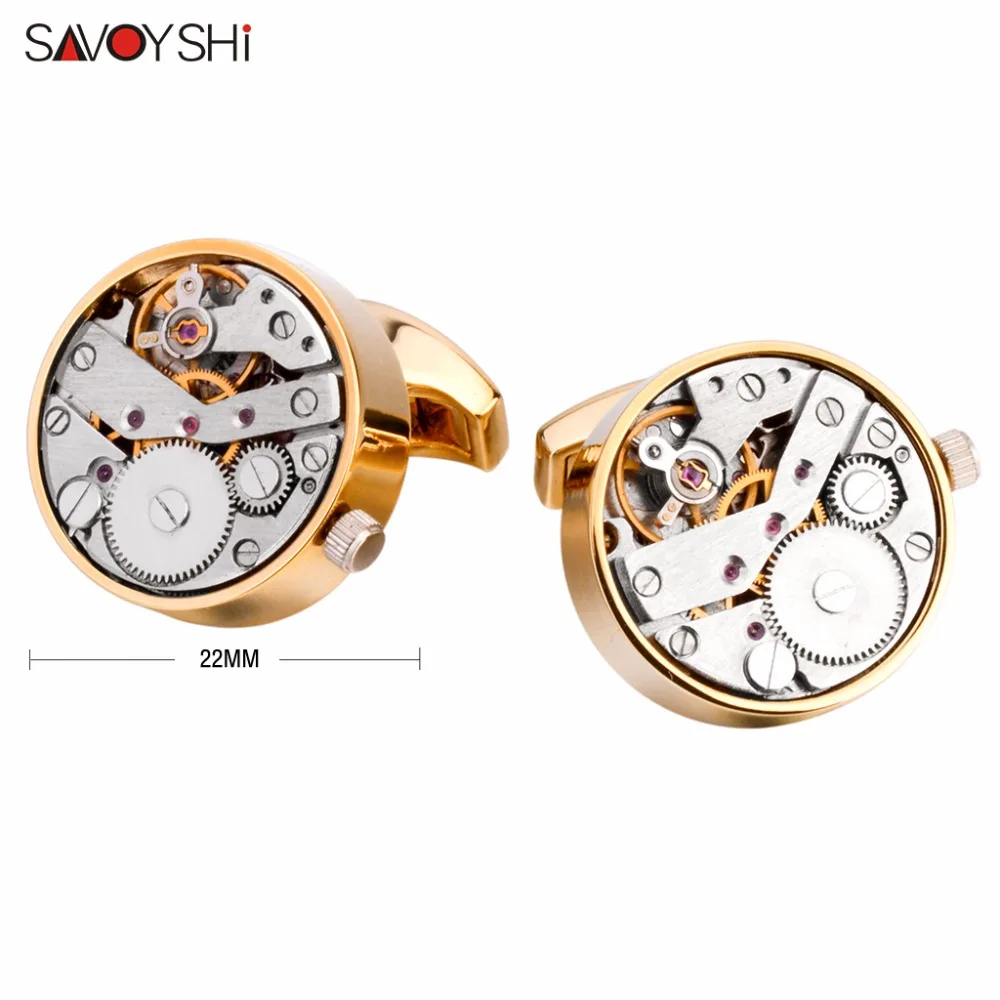 SAVOYSHI 남성용 기계식 시계 무브먼트 커프스 단추 기능성 셔츠 커프 메커니즘 디자이너 쥬얼리 브랜드 액세서리