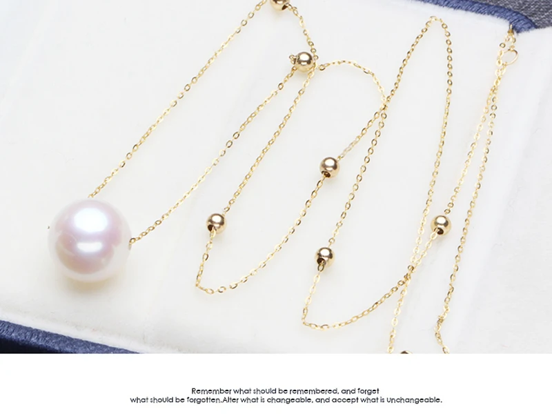 Sinya 18k gold choker necklace with 7.5-10mm natural Round pearls and 3mm gold beads Au750 gold chain length 45cm for women (10)