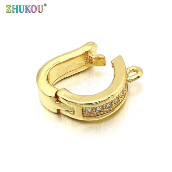 

10*12mm Brass Cubic Zirconia Clasps Hooks Diy Jewelry Findings Accessories,Mixed Color,Hole: 1mm, Model: VK28
