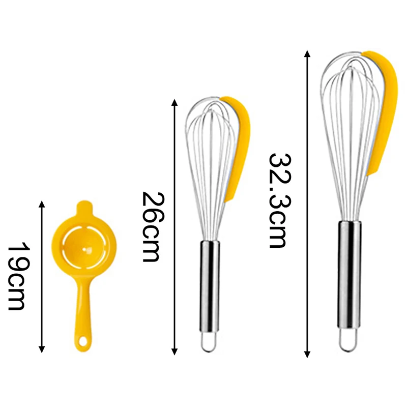 Горячая Распродажа 3 шт./компл. с Сепаратор для яиц яйцо колотушки Нержавеющая сталь венчик вращающийся Многофункциональный ручной силиконовый скребок смеситель