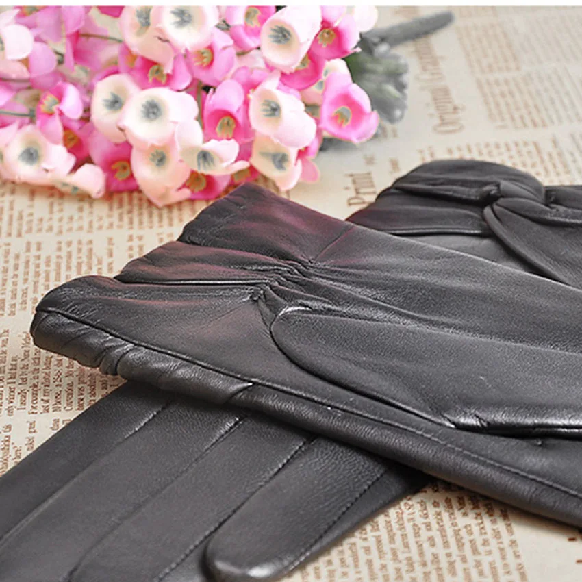 Guantes de cuero con pantalla táctil para mujer, manoplas cálidas de piel de  cabra auténtica para conducir, cinco dedos, L003NR1, novedad, Invierno -  AliExpress